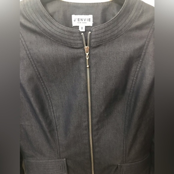 J'ENVIE New York Front Zipper Two Pockets Jacket Blazer Cotton Blend. Size 8 - Picture 7 of 14